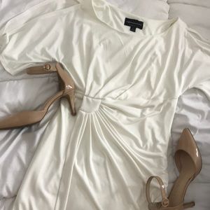 Off white slit dress open shoulders